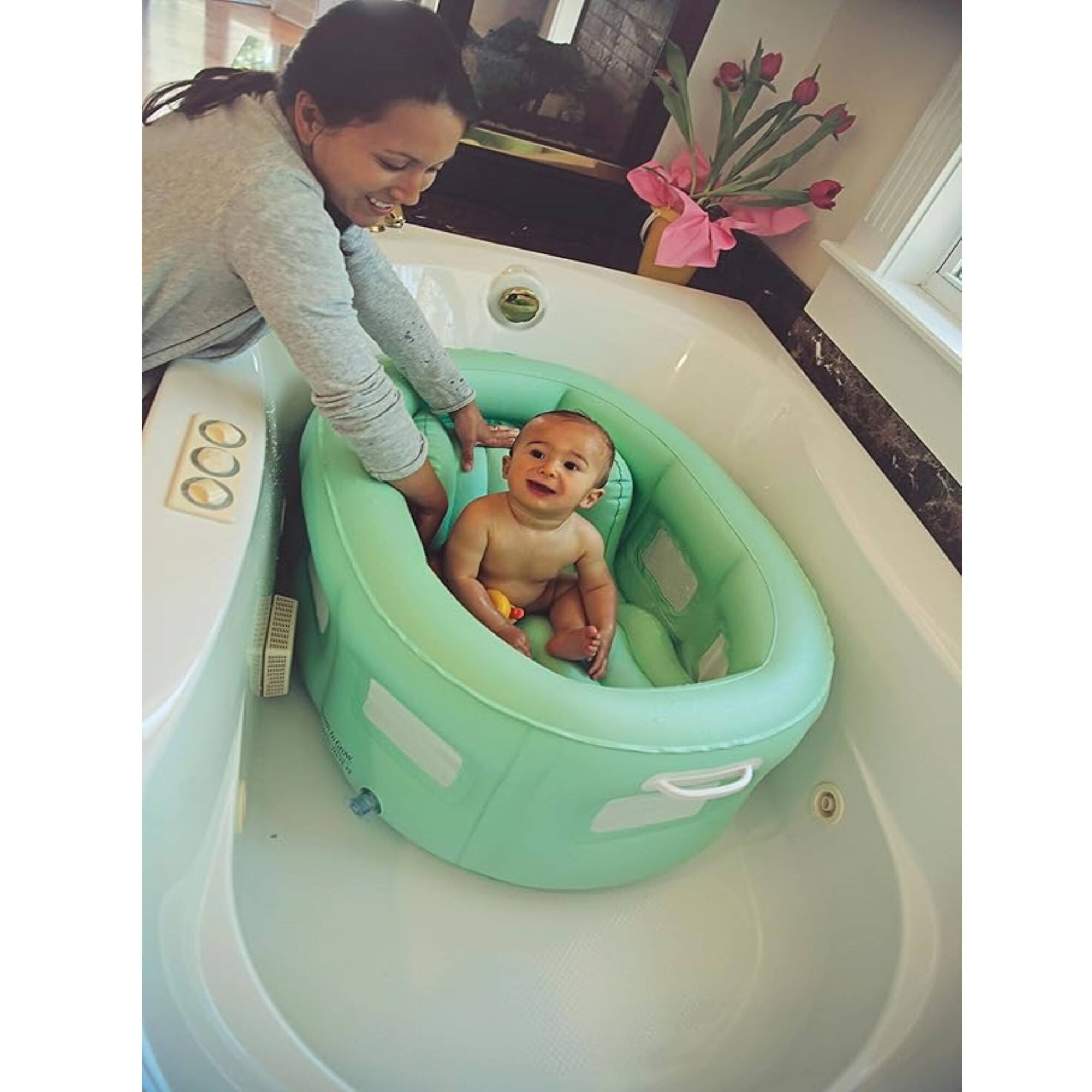 Room to Grow Green 4-in-1 Portable Inflatable Baby Bathinet